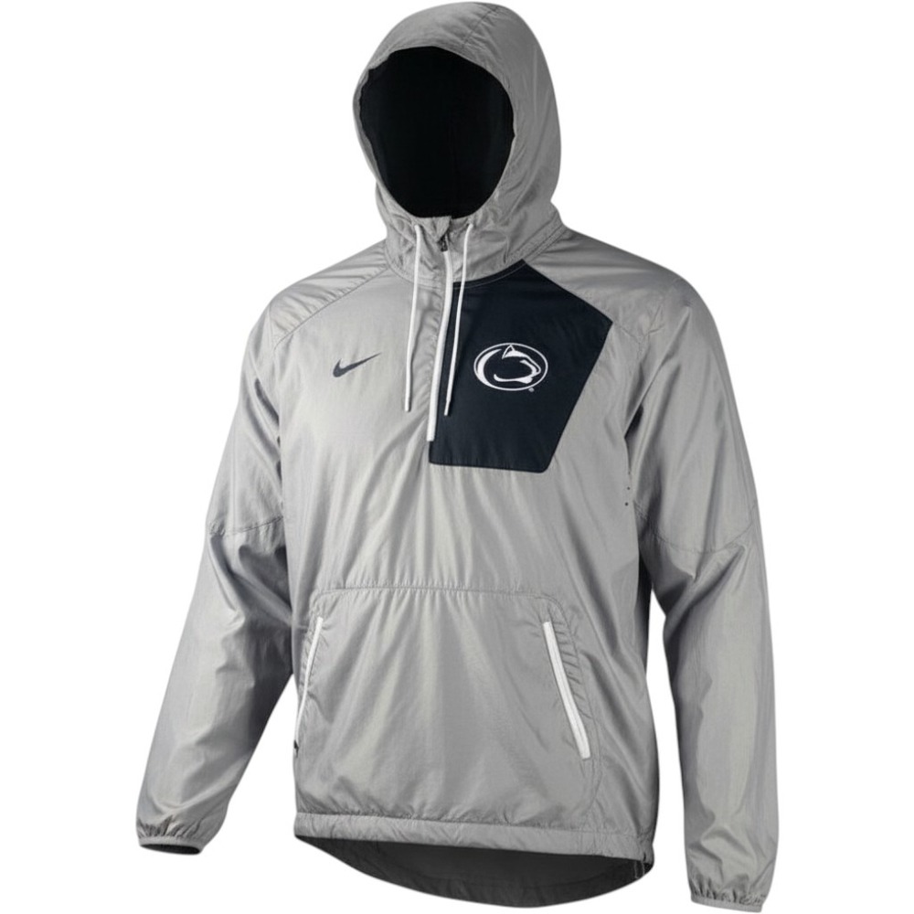 Penn State Nittany Lions Nike Windbreaker Men L Half Zip Hooded Grey Jacket NCAA